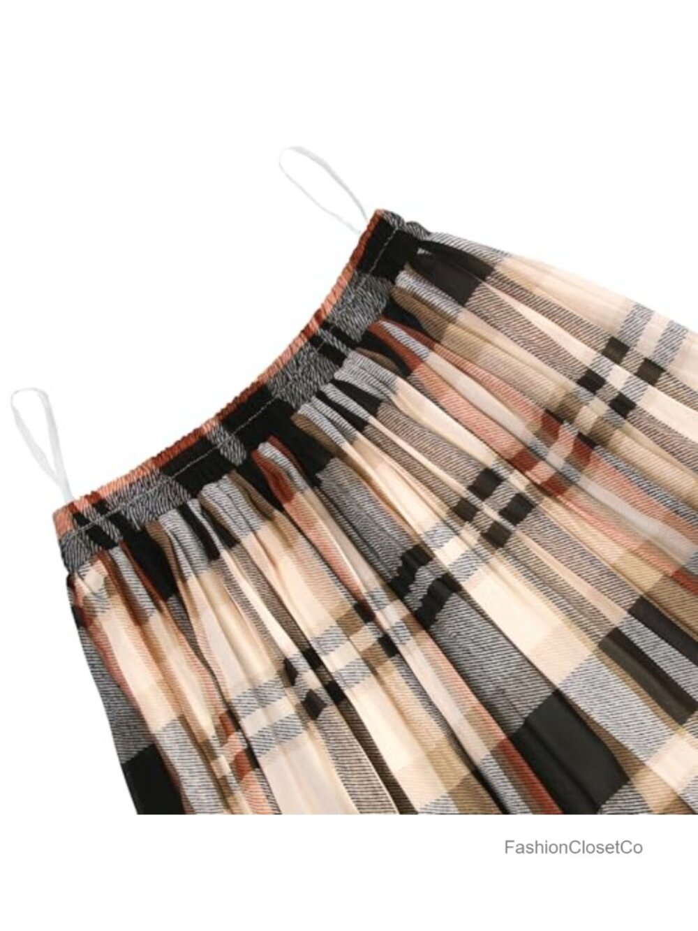 Chiffon Pleated A-Line Midi Skirt Elastic High Waist - Picture 2 of 6